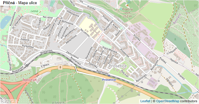 Příčná - mapa ulice