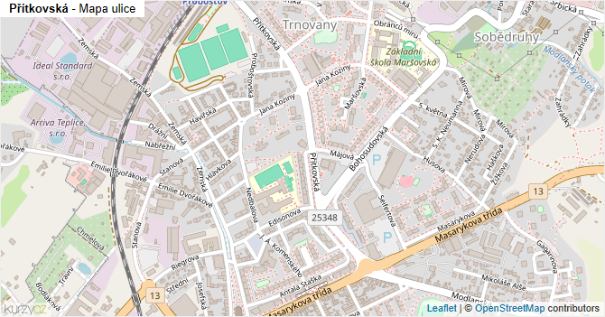 Přítkovská - mapa ulice