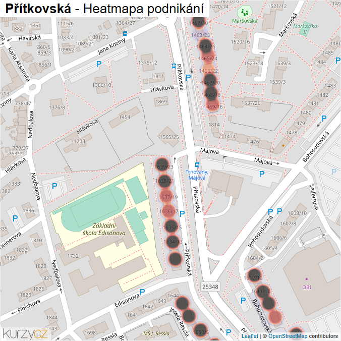 Mapa Přítkovská - Firmy v ulici.