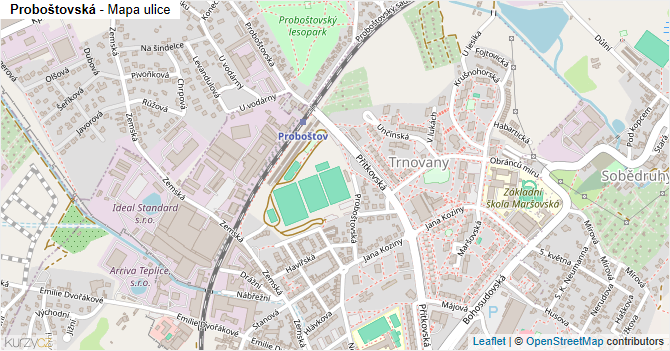Proboštovská - mapa ulice