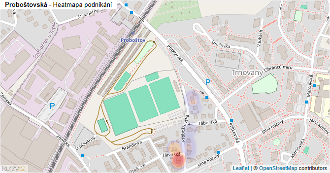 Proboštovská - mapa podnikání