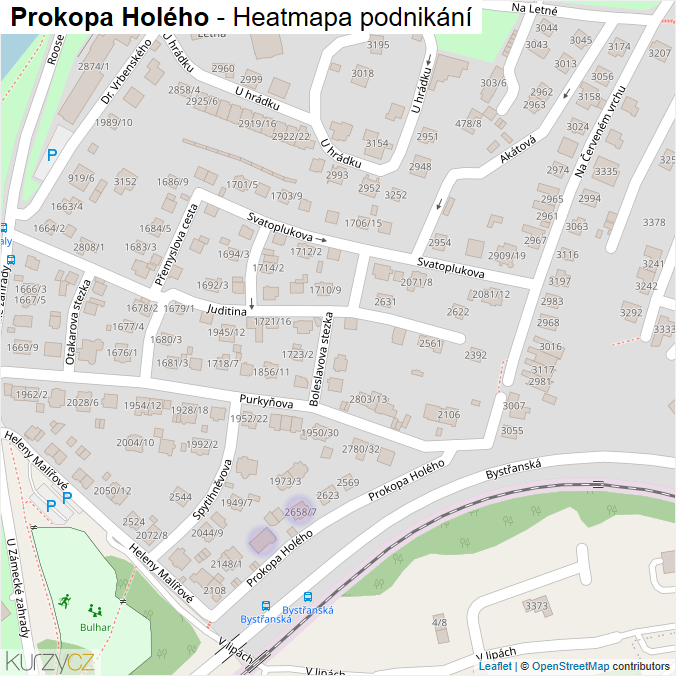 Mapa Prokopa Holého - Firmy v ulici.