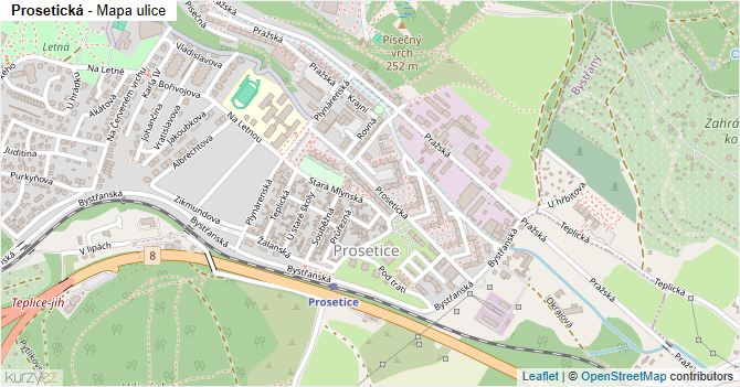 Prosetická - mapa ulice