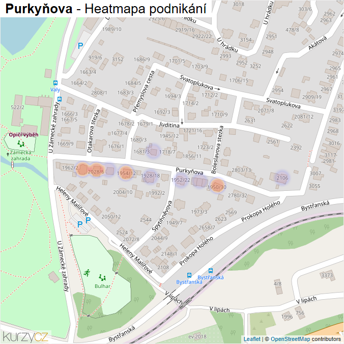 Mapa Purkyňova - Firmy v ulici.