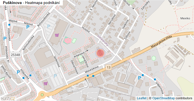 Puškinova - mapa podnikání