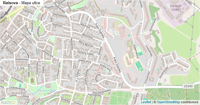 Raisova - mapa ulice