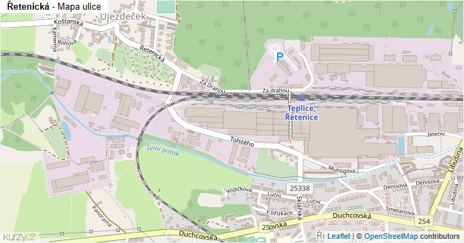 Řetenická - mapa ulice