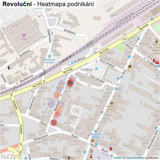 Mapa Revoluční - Firmy v ulici.