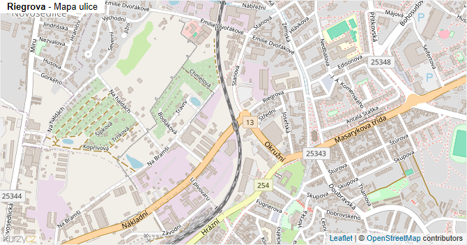 Riegrova - mapa ulice