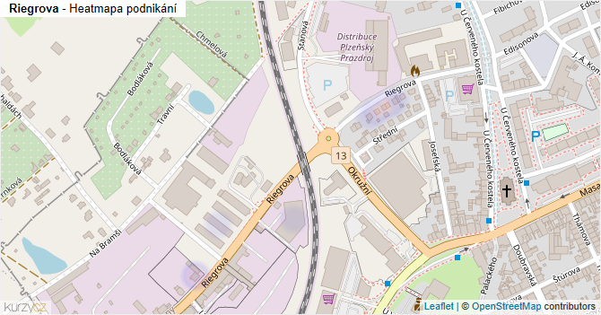 Riegrova - mapa podnikání