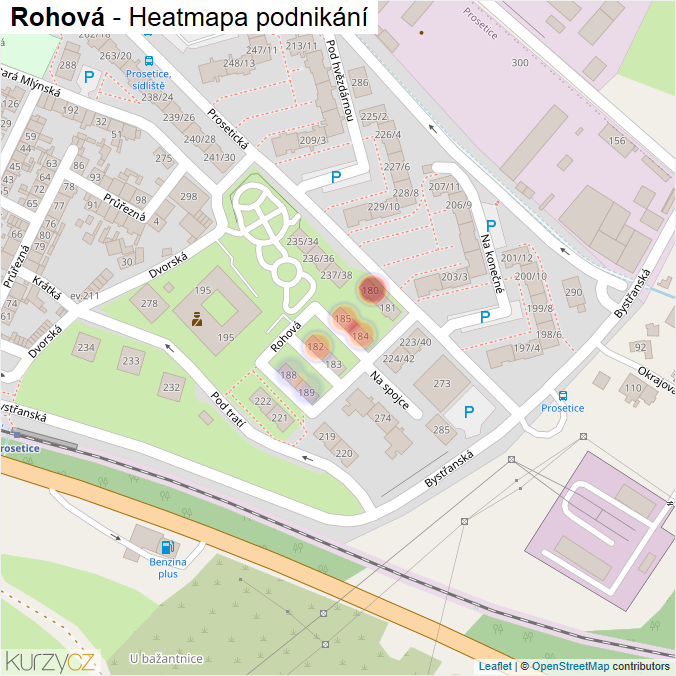 Mapa Rohová - Firmy v ulici.