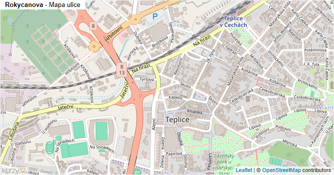 Rokycanova - mapa ulice