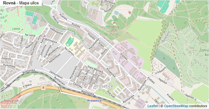 Rovná - mapa ulice