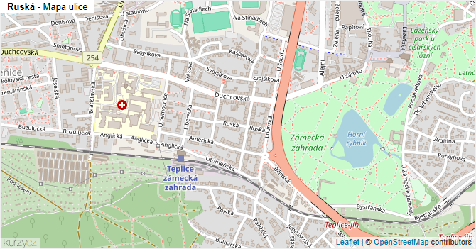 Ruská - mapa ulice