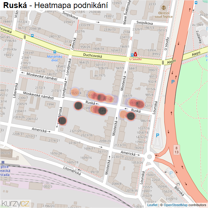 Mapa Ruská - Firmy v ulici.