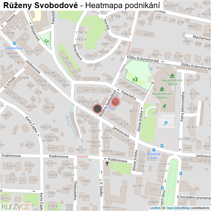 Mapa Růženy Svobodové - Firmy v ulici.