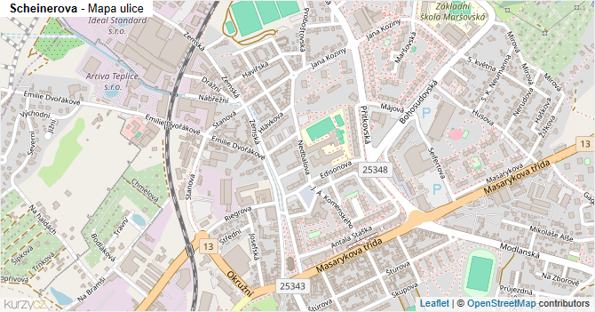 Scheinerova - mapa ulice