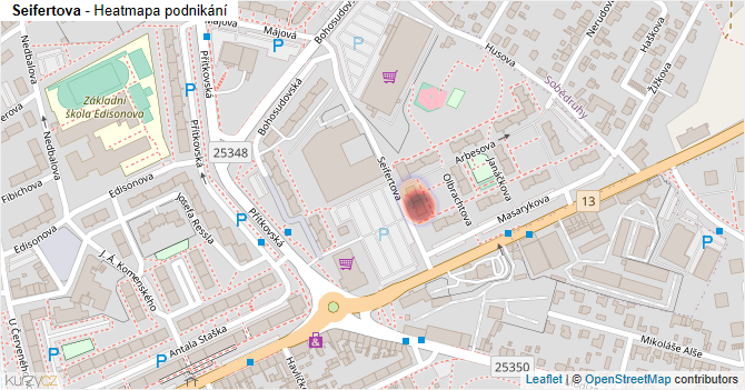 Seifertova - mapa podnikání