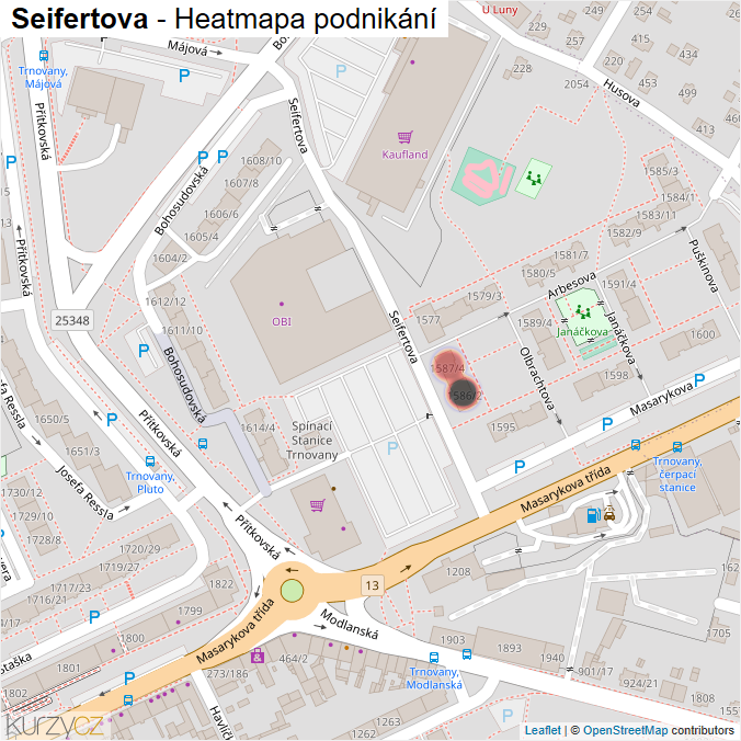 Mapa Seifertova - Firmy v ulici.