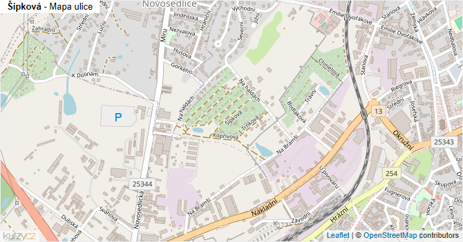 Šípková - mapa ulice