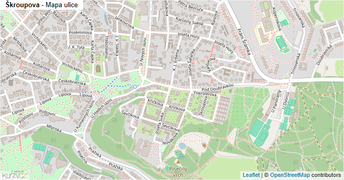Škroupova - mapa ulice