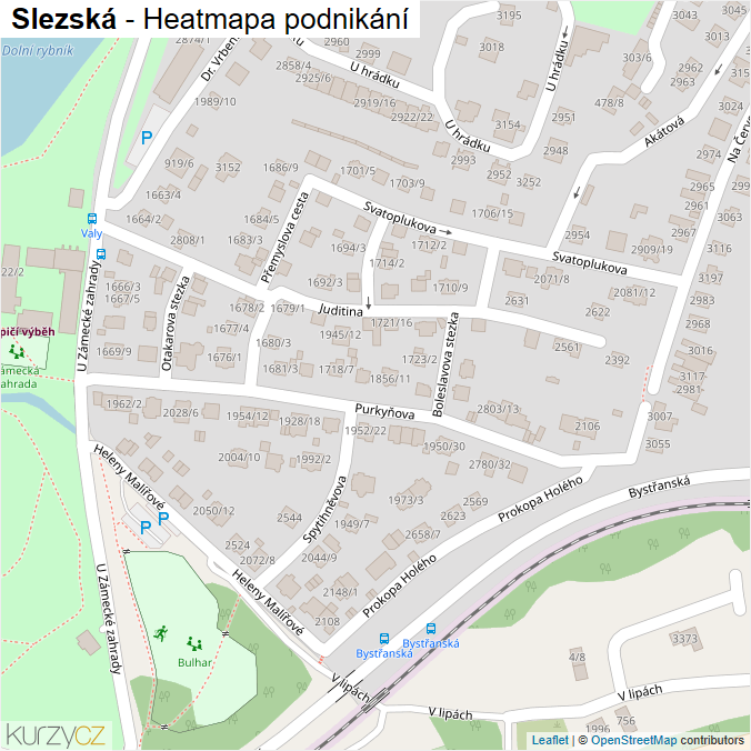 Mapa Slezská - Firmy v ulici.