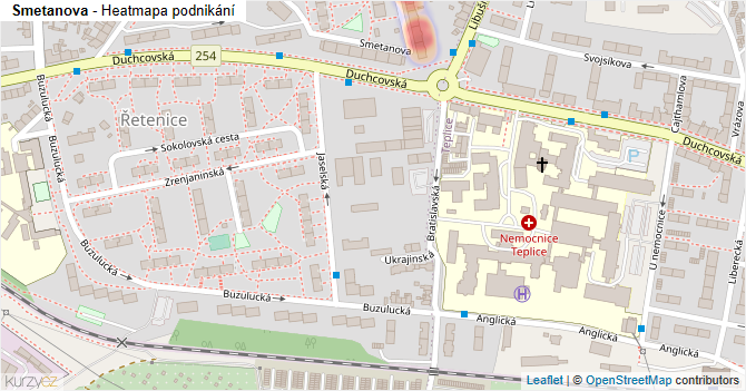 Smetanova - mapa podnikání