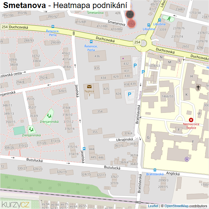 Mapa Smetanova - Firmy v ulici.