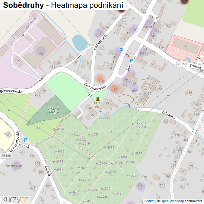 Mapa Sobědruhy - Firmy v části obce.