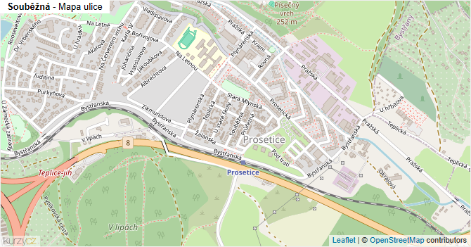Souběžná - mapa ulice