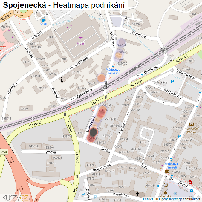 Mapa Spojenecká - Firmy v ulici.