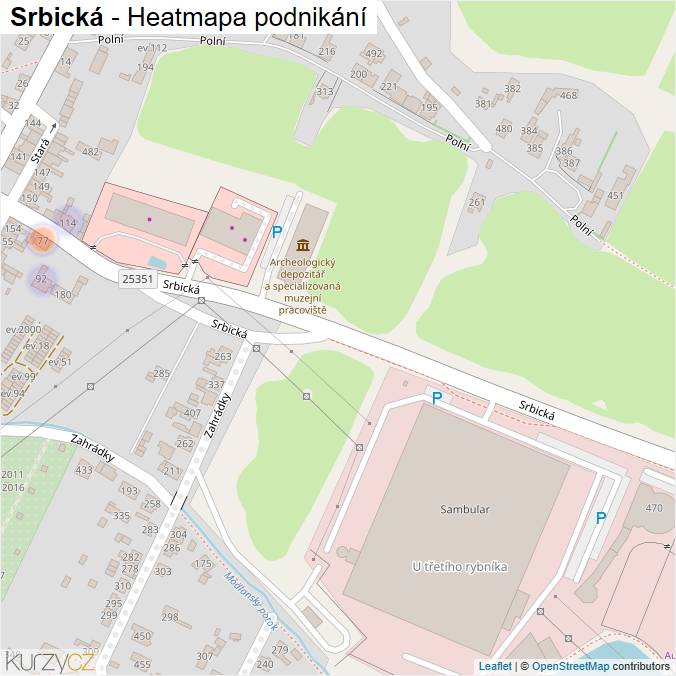 Mapa Srbická - Firmy v ulici.