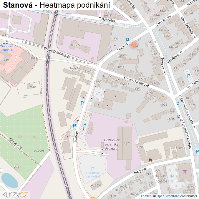 Mapa Stanová - Firmy v ulici.