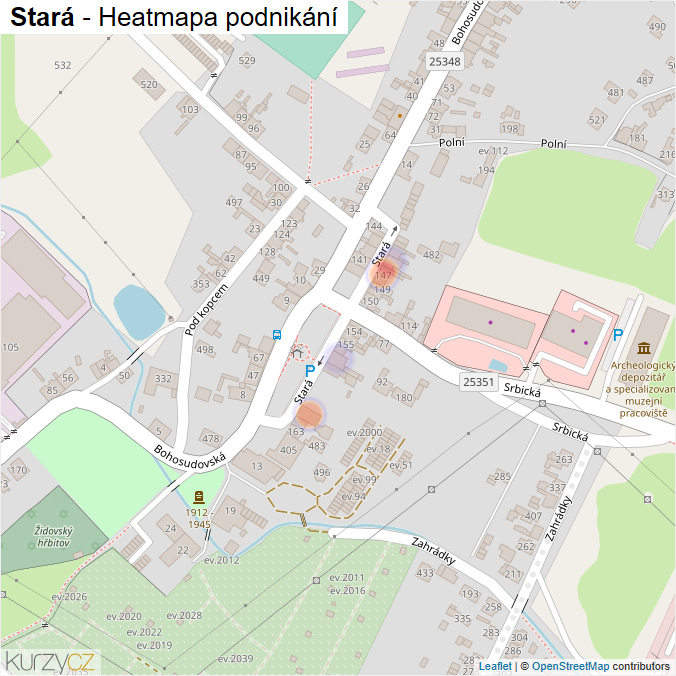 Mapa Stará - Firmy v ulici.