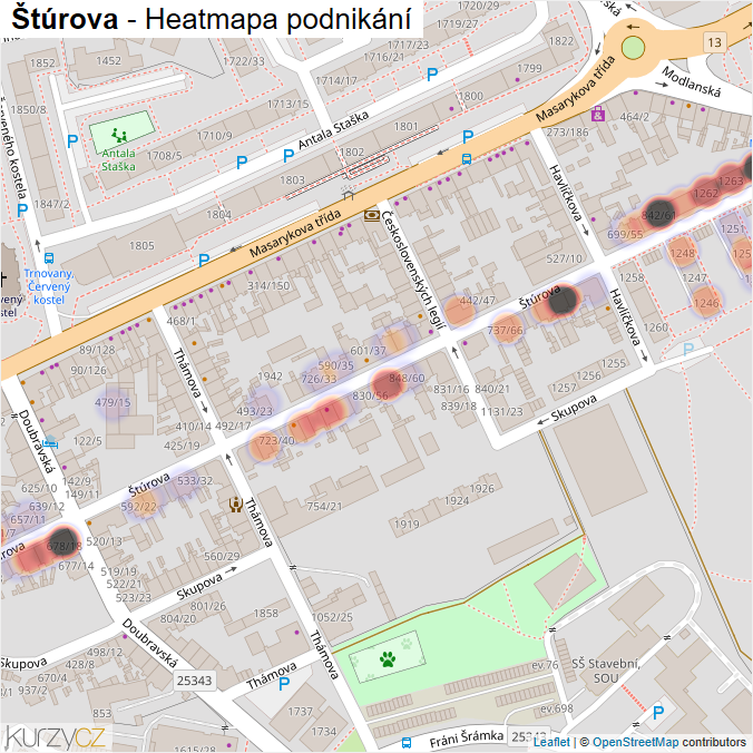 Mapa Štúrova - Firmy v ulici.