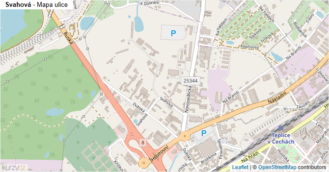 Svahová - mapa ulice