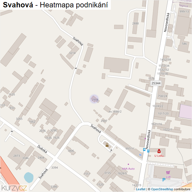 Mapa Svahová - Firmy v ulici.