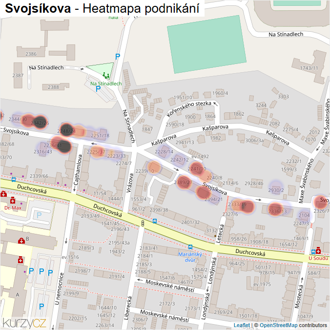 Mapa Svojsíkova - Firmy v ulici.