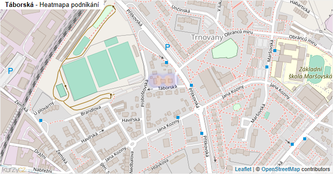 Táborská - mapa podnikání