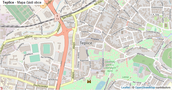Teplice - mapa části obce