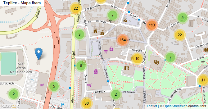 Teplice - mapa firem