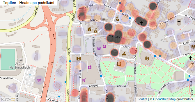 Teplice - mapa podnikání