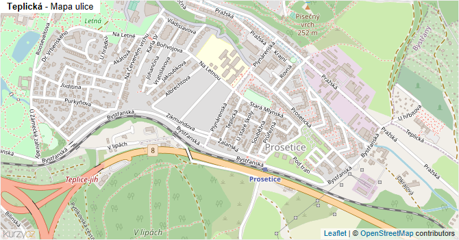 Teplická - mapa ulice