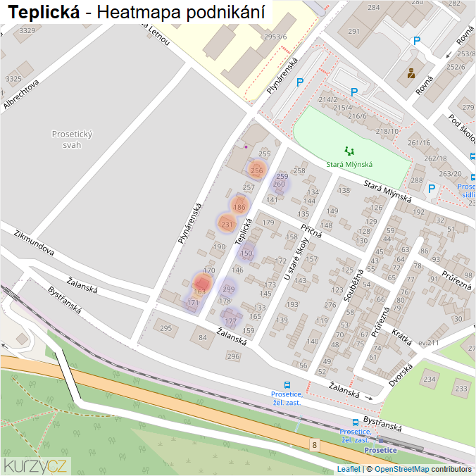 Mapa Teplická - Firmy v ulici.