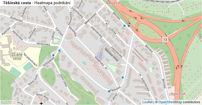 Těšínská cesta - mapa podnikání