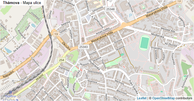 Thámova - mapa ulice