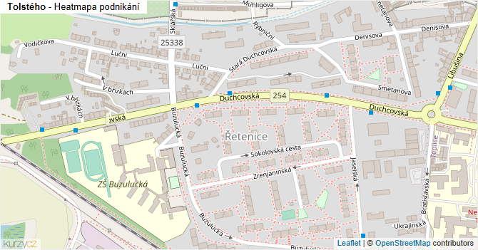Tolstého - mapa podnikání