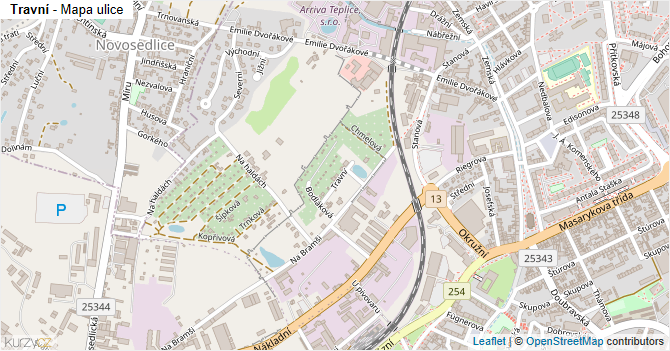 Travní - mapa ulice