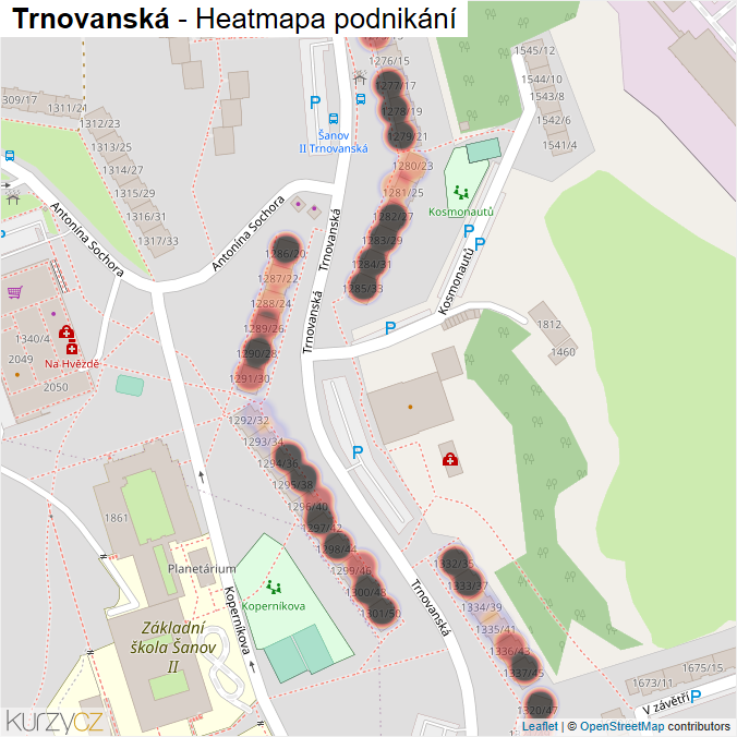 Mapa Trnovanská - Firmy v ulici.
