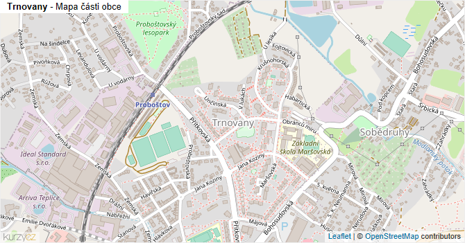 Trnovany - mapa části obce